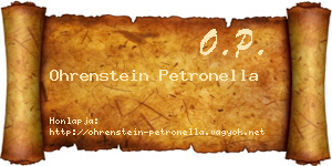 Ohrenstein Petronella névjegykártya